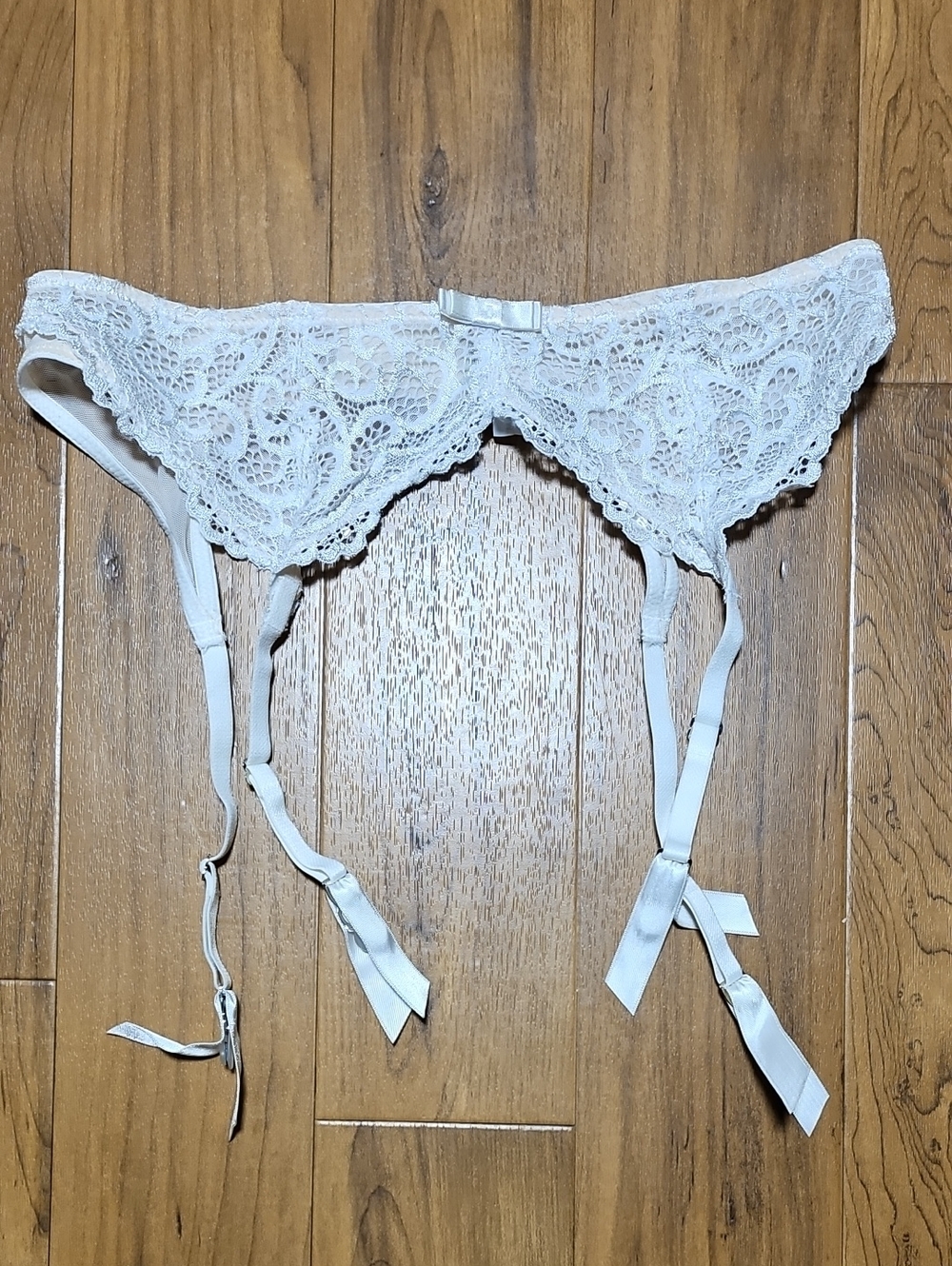 Adore Me Ivory Lace Garter Belt with Satin Bow